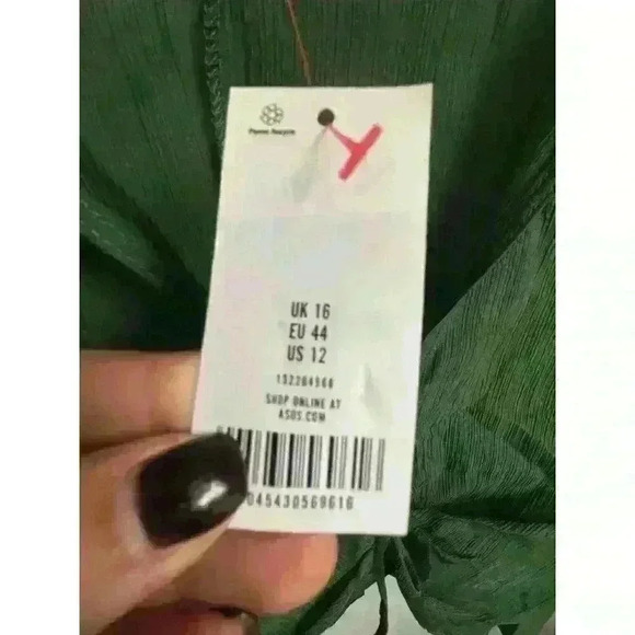 Topshop Button Down Cropped Blouse in bottle green Size 12 - Picture 7 of 9